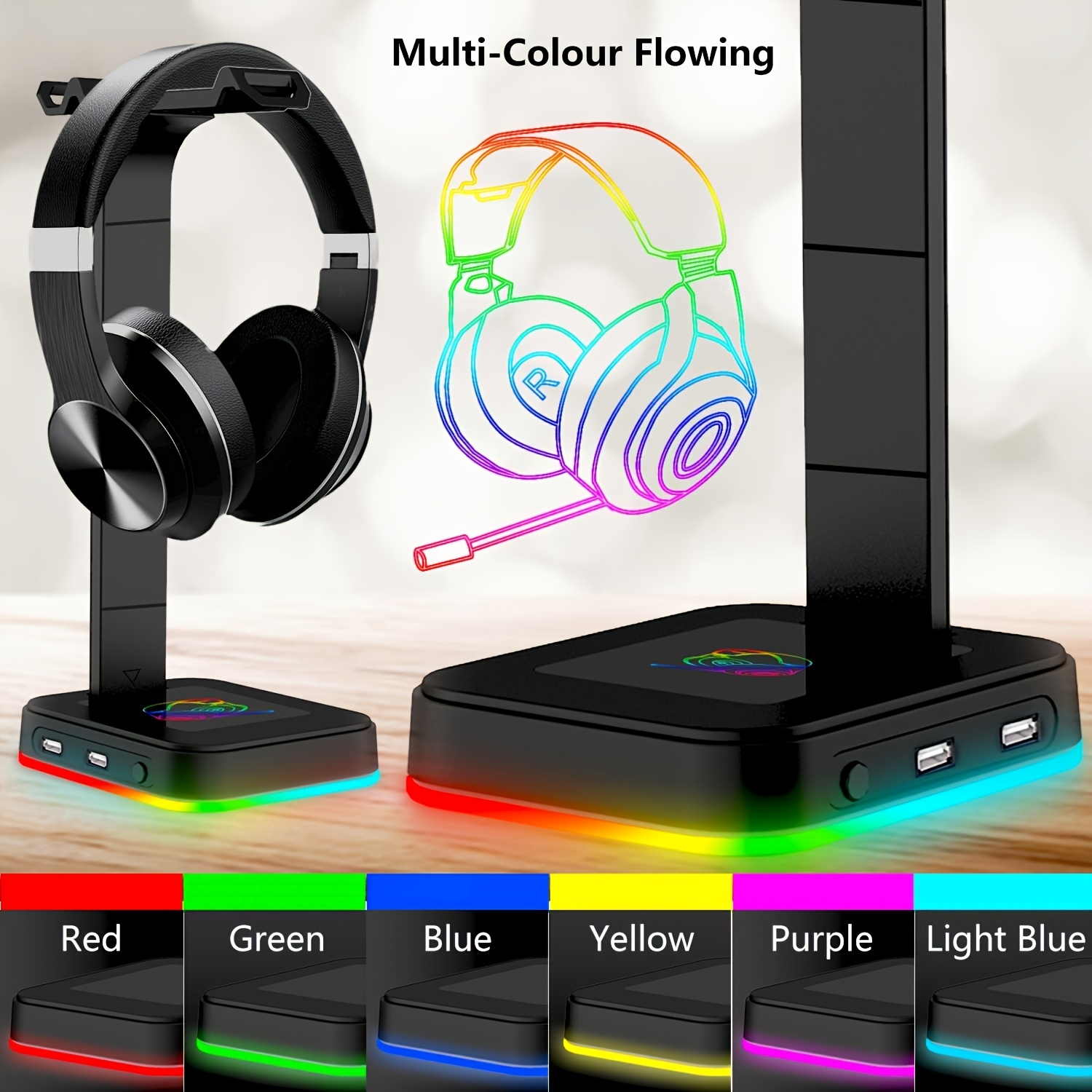 Gaming Keyboard And Mouse - Gaming Headset Stand Adjustable Speed RGB