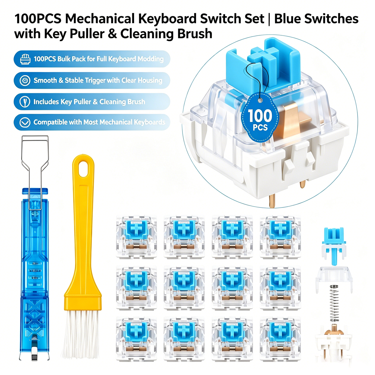 100Pack Clear RGB Backlight Me – обзор и цена Keyboard Gaming Blue Switch