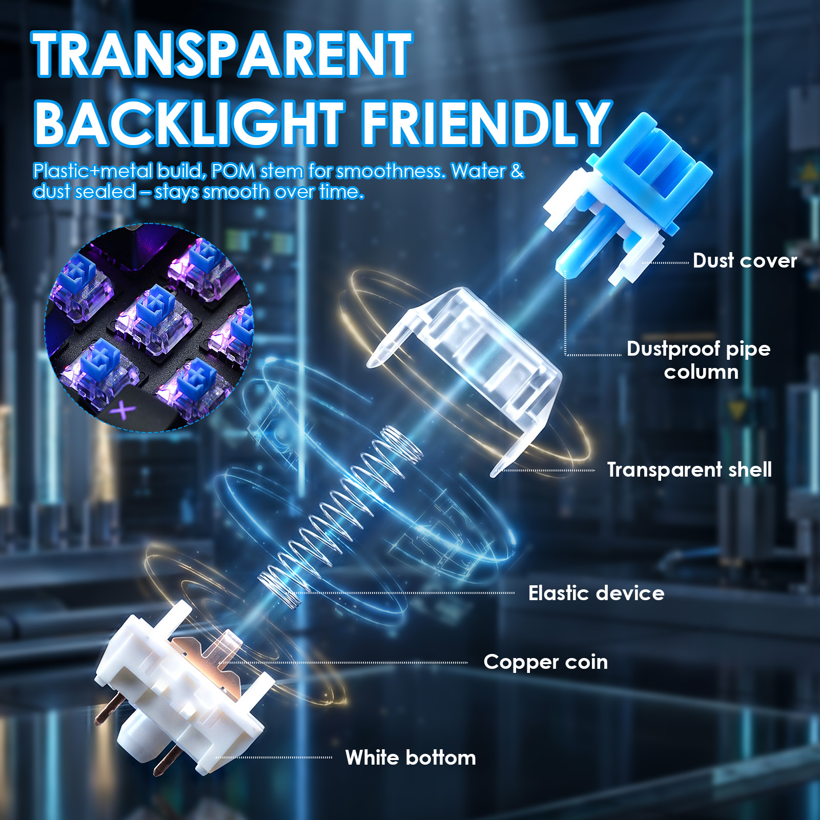 100Pack Clear RGB Backlight Me – обзор и цена Keyboard Gaming Blue Switch