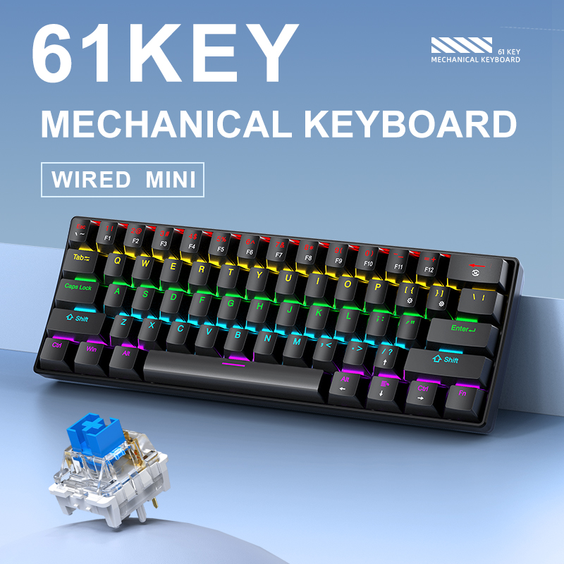 K61 Wired Mechanical Gaming Ke – обзор и цена Keyboard Gaming Blue Switch