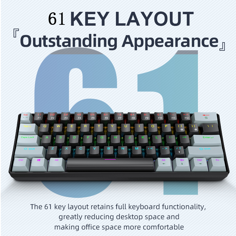 K61 Wired Mechanical Gaming Ke – обзор и цена Keyboard Gaming Blue Switch