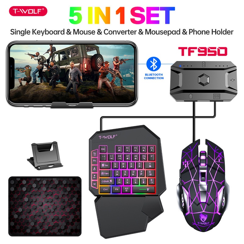 T-Wolf Tf950 5 In 1 One Handed – обзор и цена Keyboard Mouse Bundle Gaming
