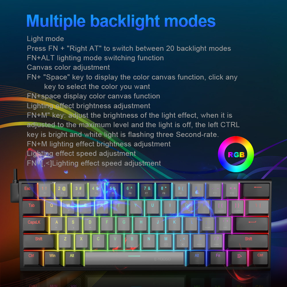 E-YOOSO Z11 RGB USB 60% Mini M – обзор и цена Keyboard Gaming Blue Switch