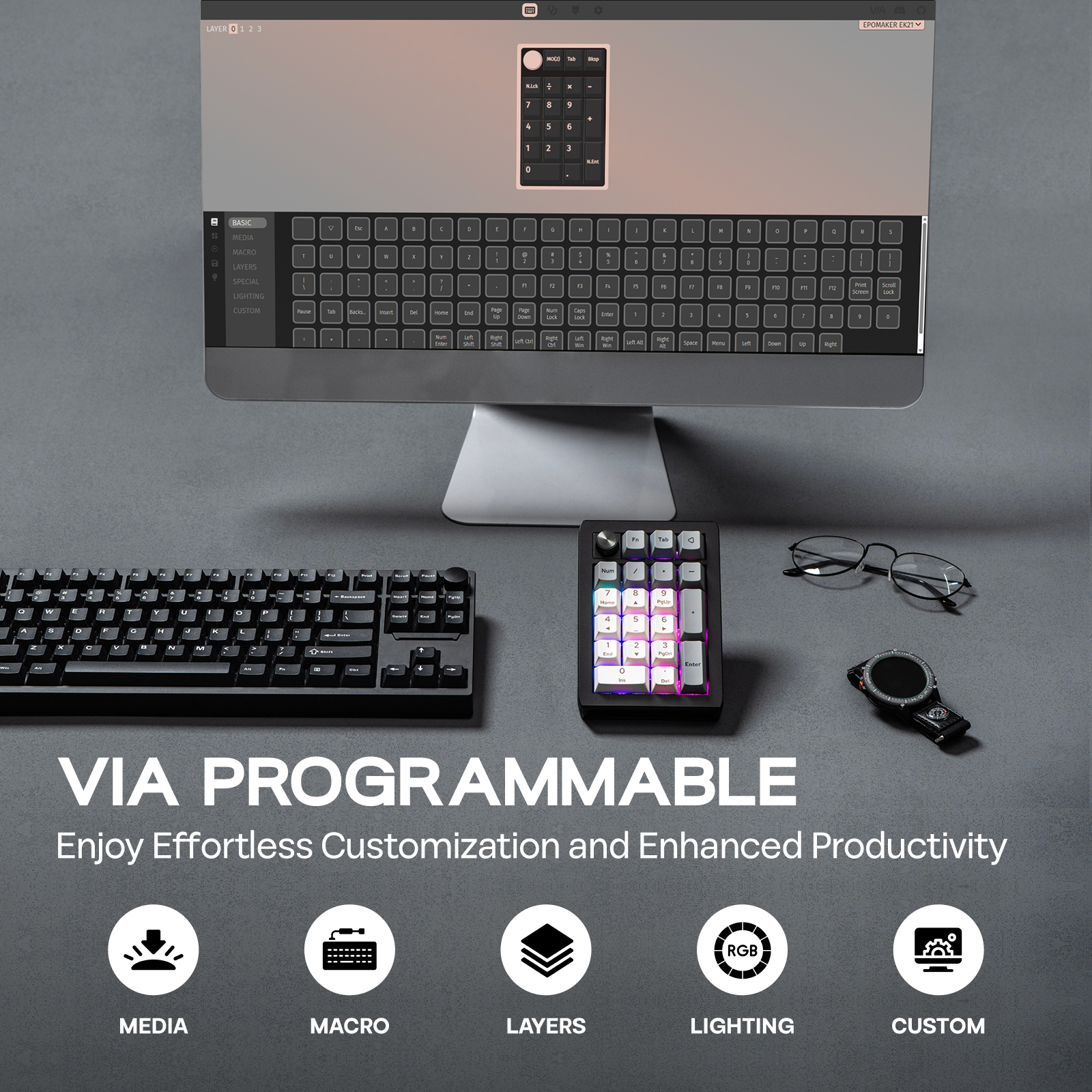 EPOMAKER EK21 VIA 20% Gasket W – обзор и цена Gaming Keyboard Mini Mechanical